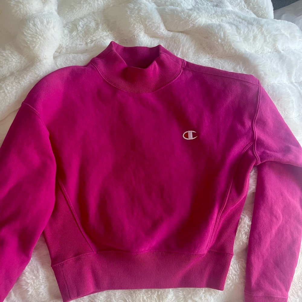 Women’s Champion Reverse Weave High Neck Sweatshirt, pink, xs